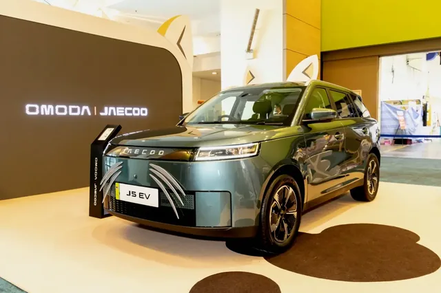 JAECOO J5 EV in green at its Malaysia public appearance